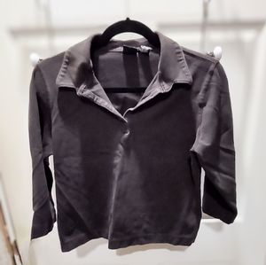 Brown Collared Long Sleeve Top